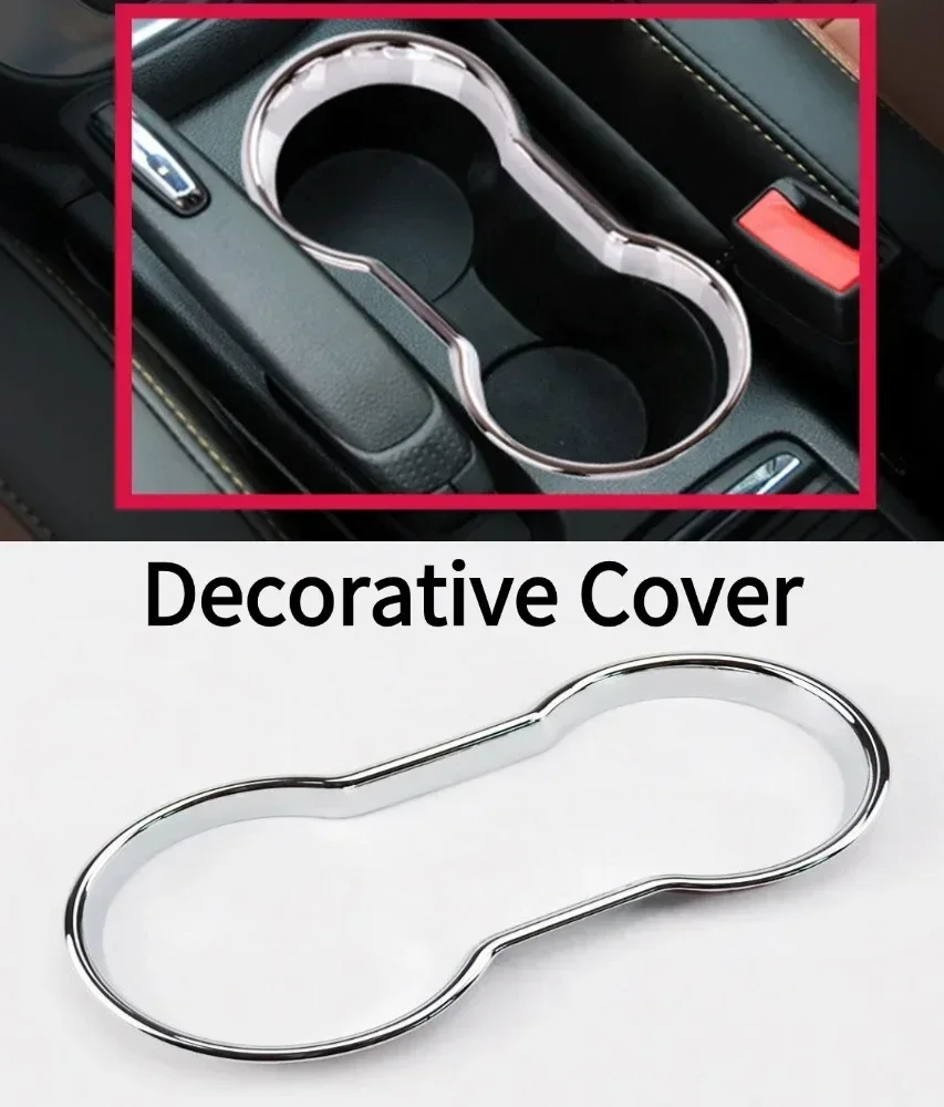 1pc Car Chrome Cup Holder Center Console Cover Trim Suitable For Buick-Encore/ For Opel Vauxhall-Mokka 2012-2018 Interior Parts