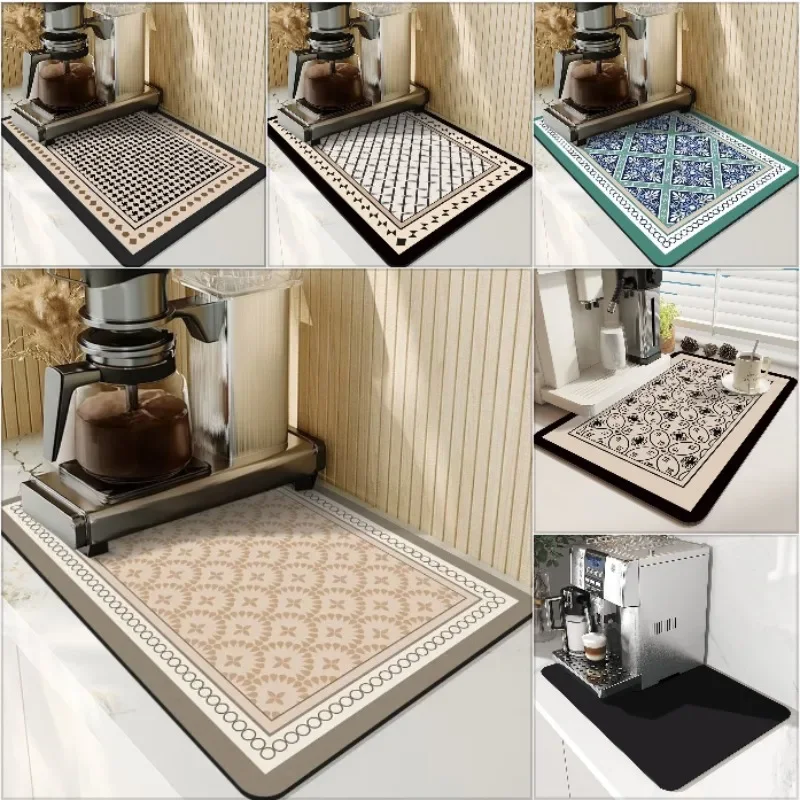 High End Kitchen Coffee Machine Desktop Tableware Drain Pad for Countertop Bar Counter Absorbent Drying Pad and Coaster