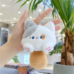 LLavero de gato pequeño de peluche suave Kawaii, llavero colgante de coche de bolsa de felpa, baratija DIY, juguetes de animales de peluche para niños