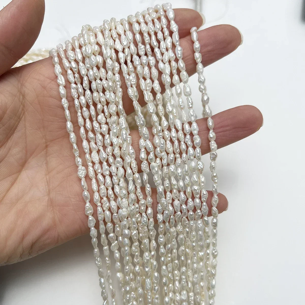 3-4mm White Rice Natural Freshwater Pearl Small Bead for Jewelry Making DIY Necklace Bracelet Accessories Gift Christmas Women