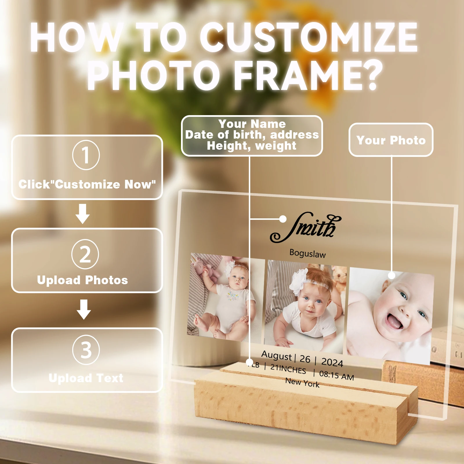 Personalized Custom Baby Memory Frame - Perfect Gift to Capture Precious Moments and Treasure Forever