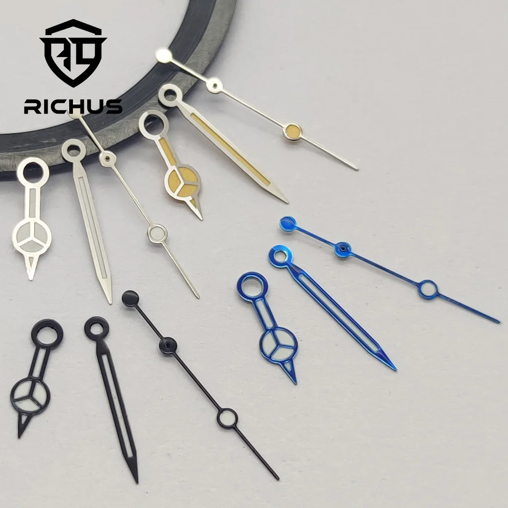 RICHUS NH35 Hands Silver Watch Hands Green Luminous Fit NH34 NH35 NH36 ETA2824 2836 Miyota8215-DG Movement