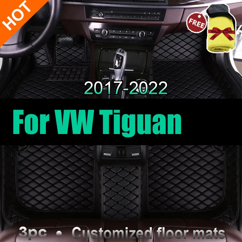 Car Mats Floor For VW Tiguan Allspace LWB 2017~2022 7seat Leather Not Computer Box Under The Driver Seat Car Accessories