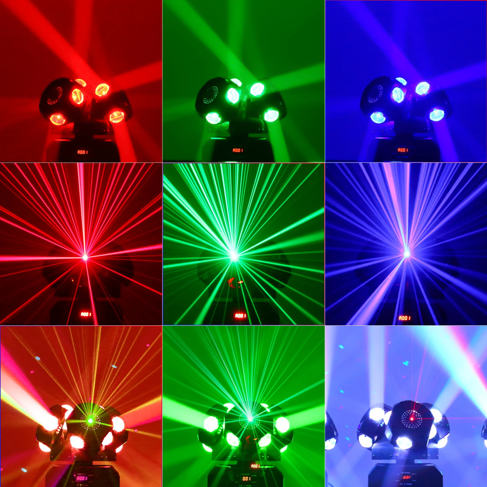 Yiflamefly 180W 3Head Moving Head DJ Lights 12LED RGBW Rotating Beam Stage Lights DMX Pinspot Lights For KTV Disco Party Wedding