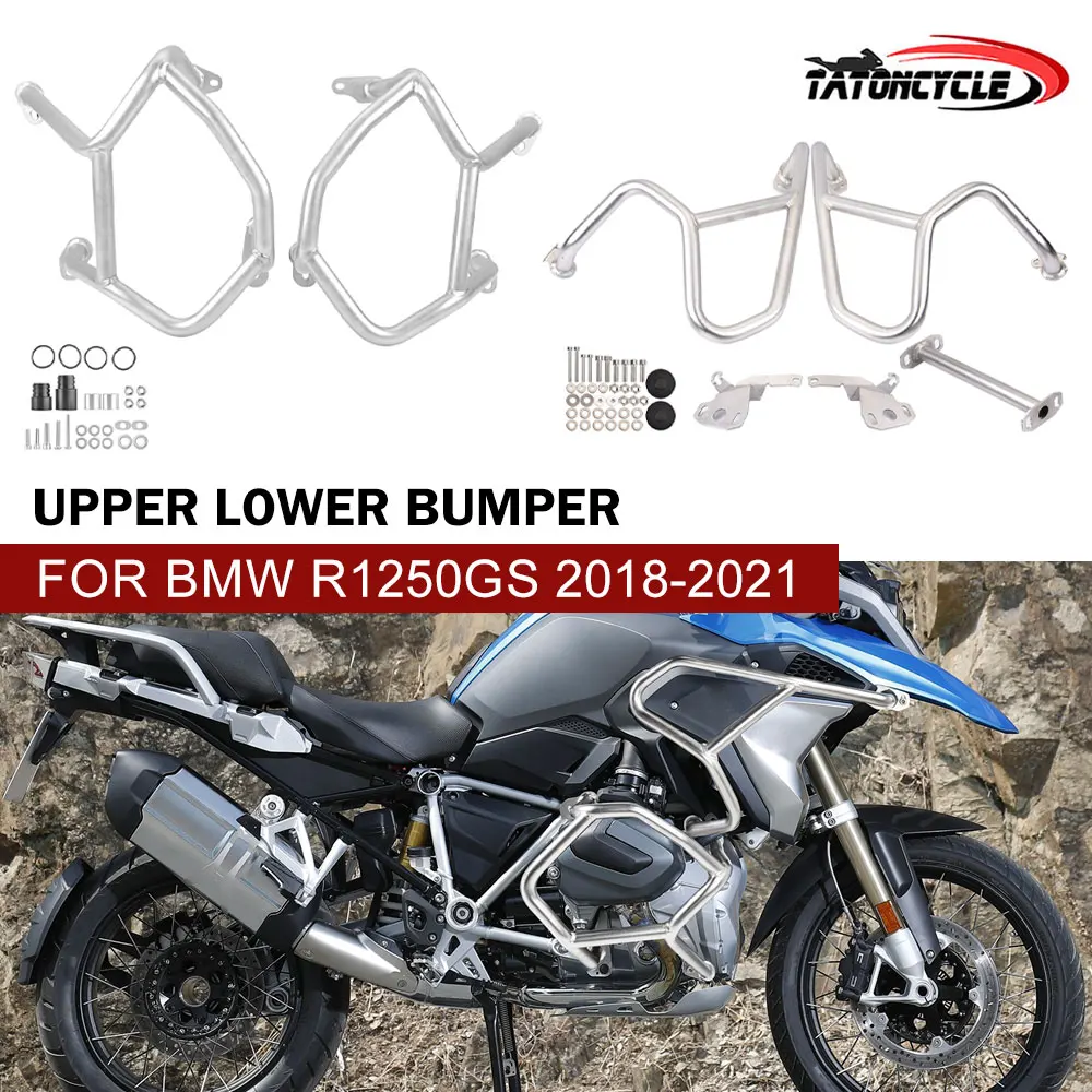

For BMW R1250GS 2018-2021 Lower and Upper Bumper Engine Guard Frame Highway Crash BarSet Fall Protector R1250GS Accessories
