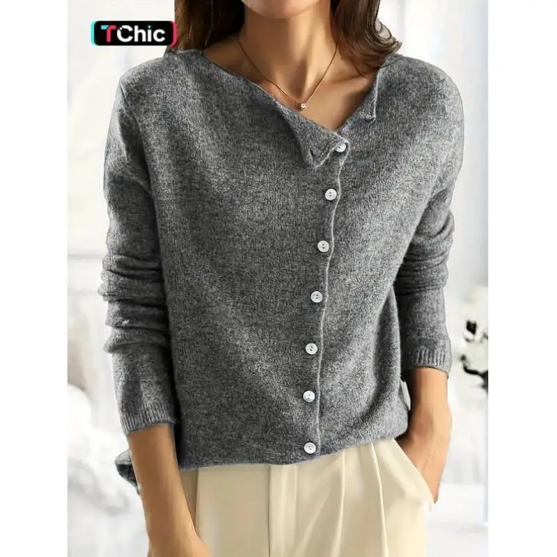 

Men's And Women's Flat Knit Button Front Sweater Cross-Border New Sle Coolmax Fiber Mid-Aged And ly Ciwalk Ne...