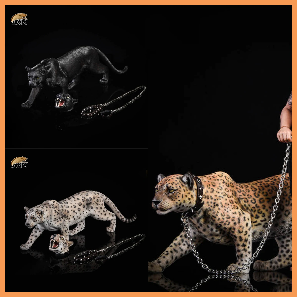 JXK JXK009 36*10*14CM 1/6 Black Panther Snow Panther Jaguar Panther Simulation Panther Animal Model Mini Scene Props Ornament