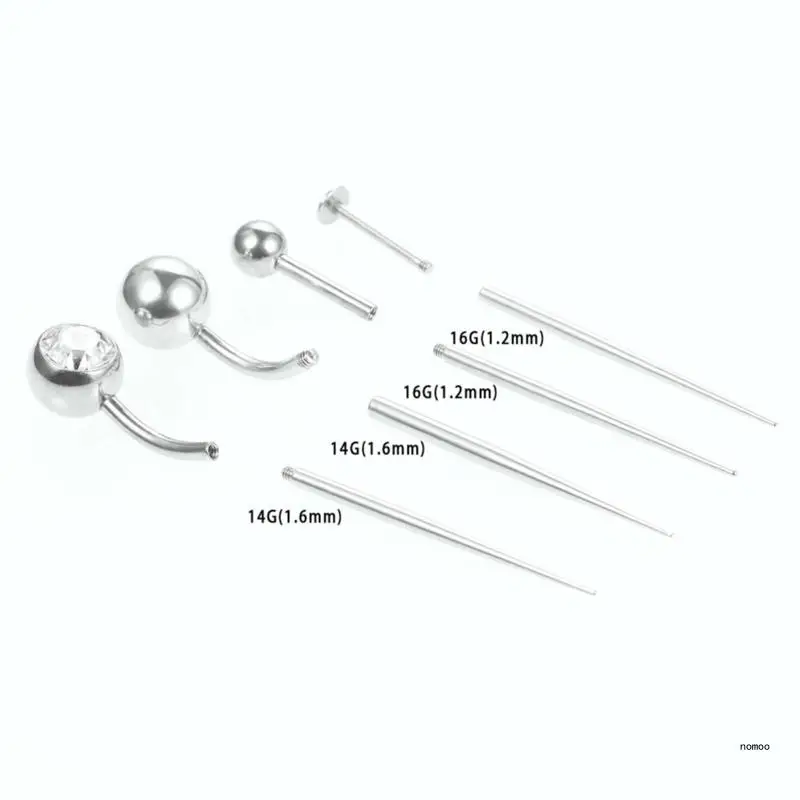 16G 14G Taper Insertion Pin Stainless Steel for Ear Nose Navel Nipple Stretcher Body Piercing Stretching Assistant Tool