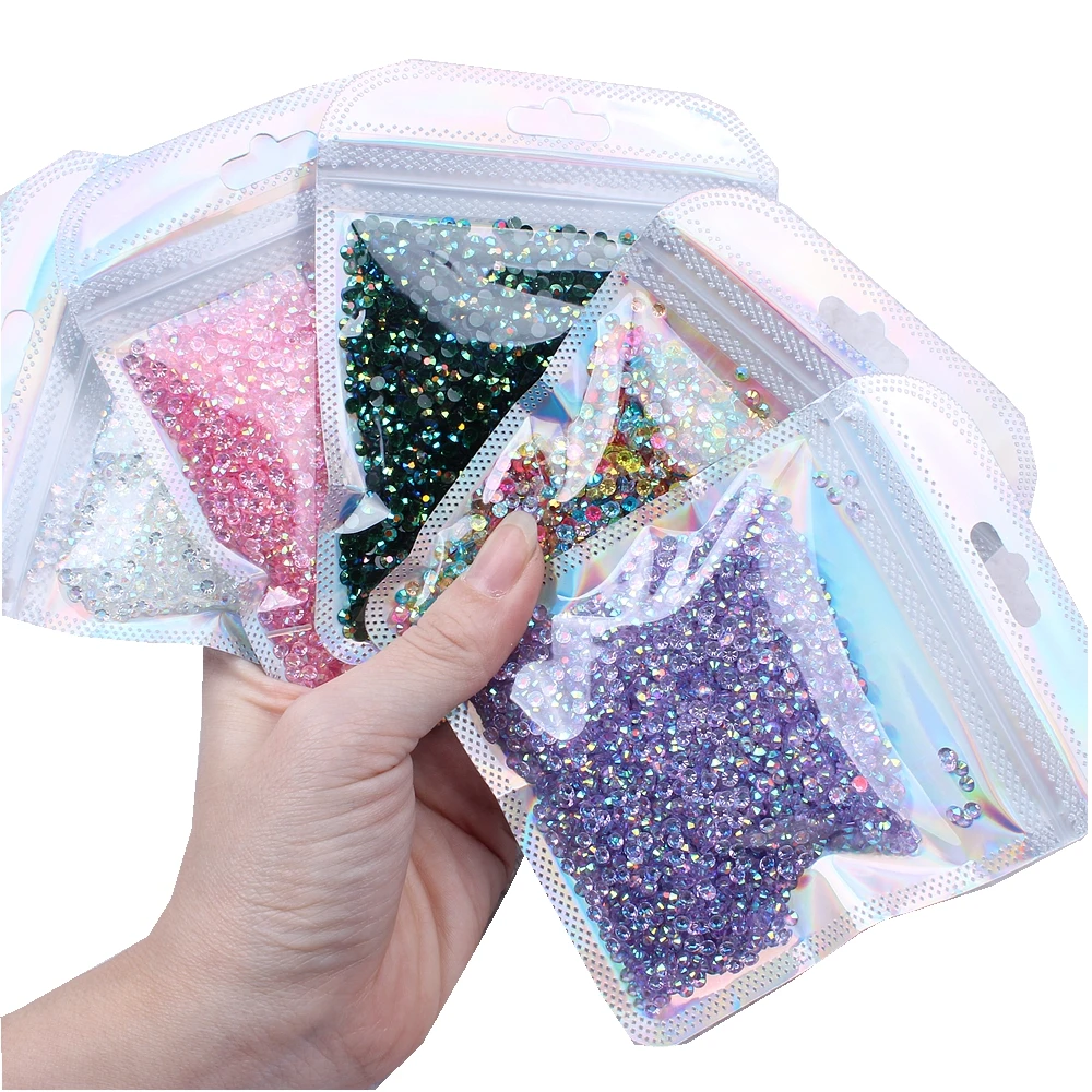 New Shiny Resin Rhinestones 3mm 5000pcs Flatback Non Hotfix Scrap Booking Beads With Glue Crafts Garments Decorations