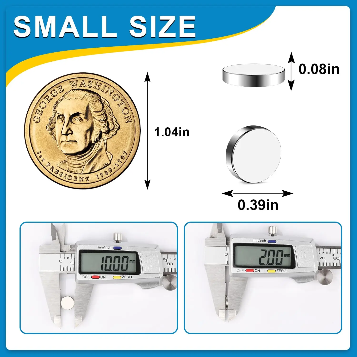 Small Magnets, 100 Pack Refrigerator Magnet 10x2mm Rotundity Magnets Tiny Magnets for Crafts, Whiteboard, Kitchen Cabinet
