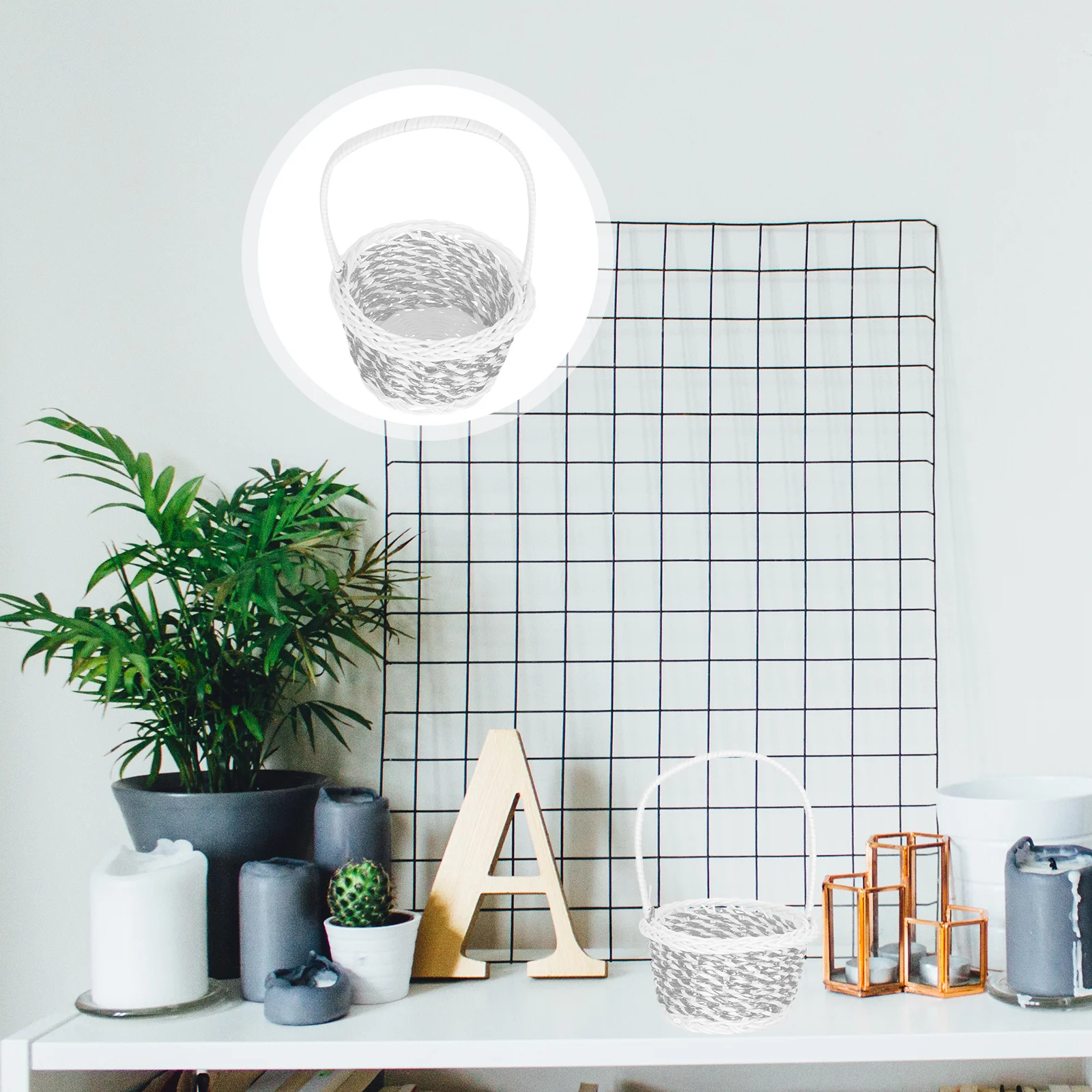 

6 pcs Storage For Home Multi-Functional Fruit Basket Woven Pp Material Lightweight Sundries Organizer Handheld Handle Wrapping