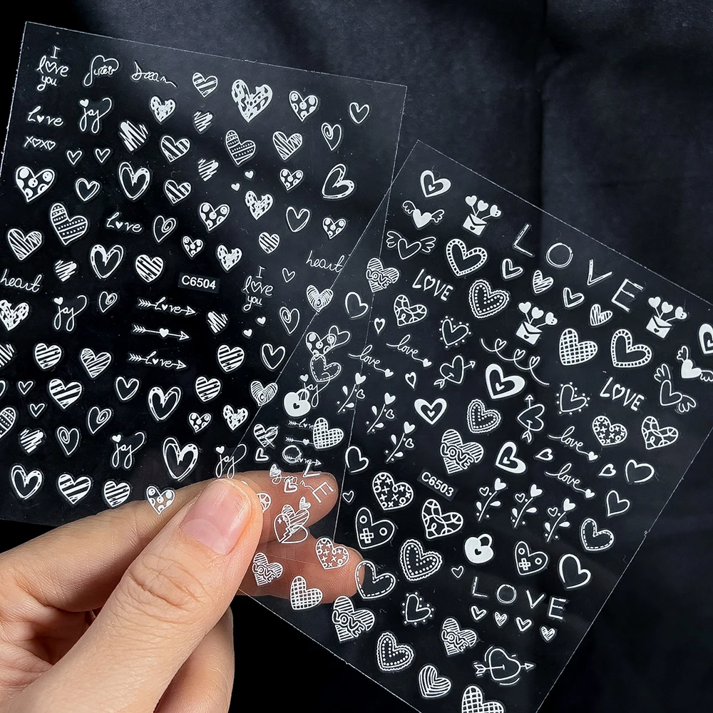 4 pçs/set coração branco amor - Nail Art Valentines Day avaliação e preço