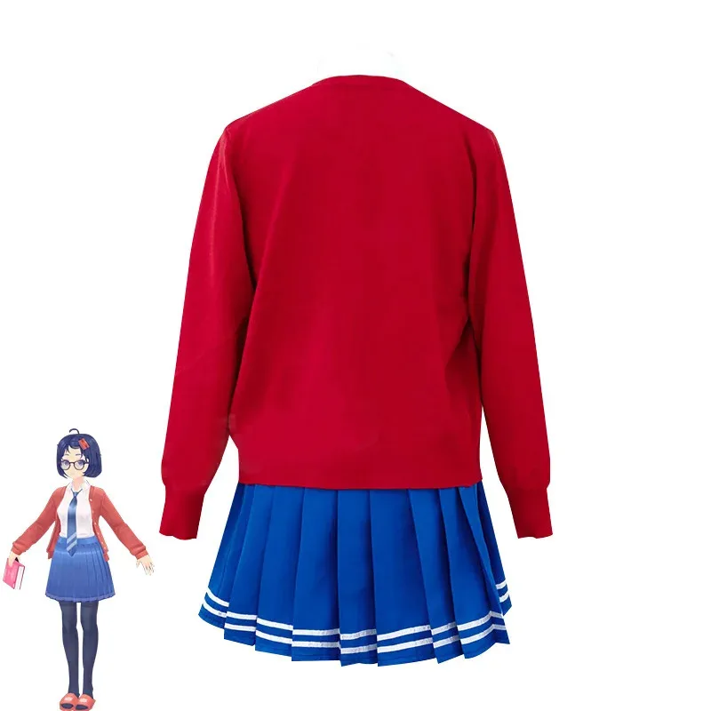 Kostum Cosplay Game Teror MiSide Mita Mantel Merah Kemeja Seragam Sekolah Rok Dewasa Wanita Seksi Karnaval Halloween Suit6;d'3,h'7.b