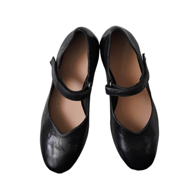 

Withered French Retro Washed Cowhide Mary Jane Shoes Fashion ELegant 3cm Low Heel Minimalist Summer Sandals Shoes Women