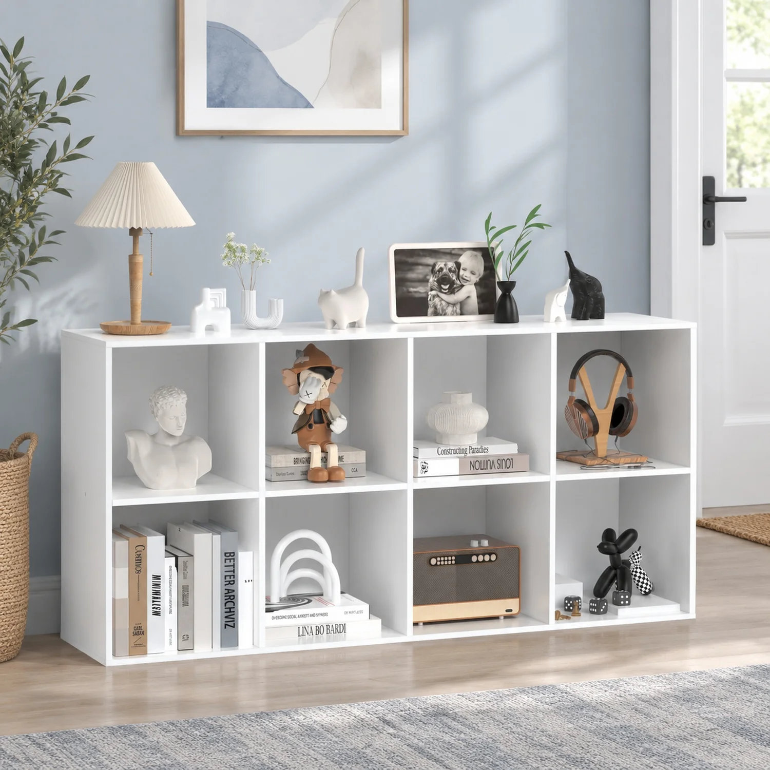8 Cube Storage Organizer,Open Bookcase with 4 Removable Back Panels, for Living Room, Bedroom, Entrance Hall &Office,47.7