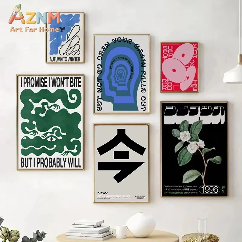 

1pc Modern Abstract Gradient Halo Open Your Mind Posters Japanese Retro Canvas Painting Living Room Bedroom Wall Art Home Decor