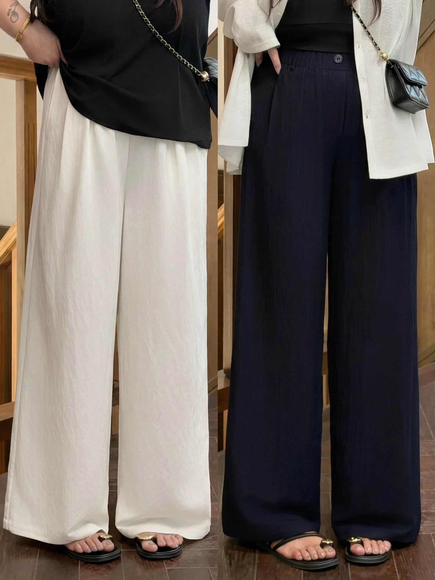 

plus Size Women's Long Pants Spring New Style Commute Fashion Slimming Hide Meat High Waist Wide Leg Pants Comfortable Fit