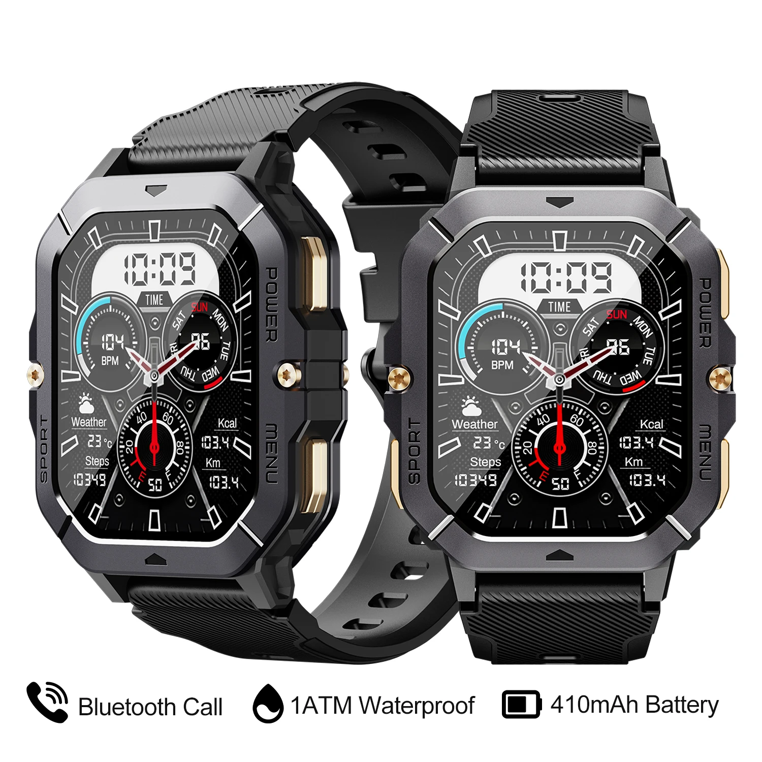 

2.02 Inch Smart Watch Men Bluetooth Call 410mAh Battery Heart Rate Monitor 1ATM Waterproof Women Outdoor Sports Smartwatch