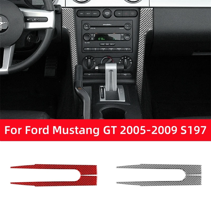 

For Ford Mustang GT 2005-2009 S197 Accessories Carbon Fiber Interior Car Left of Radio AC Console Trim Strip Cover Sticker Decal