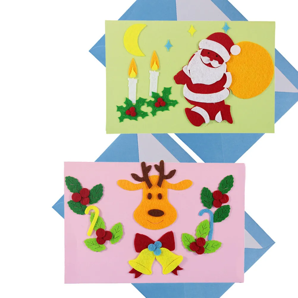 3Pcs DIY Cards Making Kit Bright Christmas Greeting Crafts Supplies for Kids Kindergarten Learning Activities DIY Cards Making