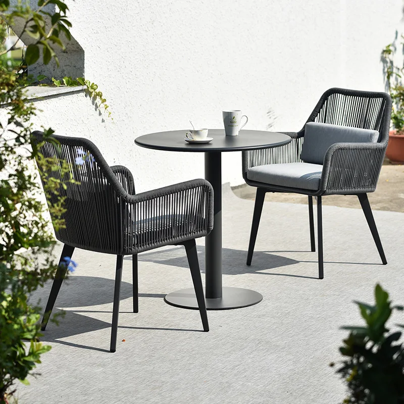 Outdoor balcony table and chair small coffee table three-piece set, one table and two chairs for leisure