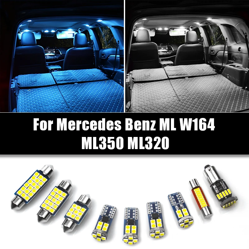 

For Mercedes Benz ML W164 ML350 ML320 14pcs Error Free 12v Car LED Reading Bulbs Foot Door Lamp Trunk Light Interior Accessories