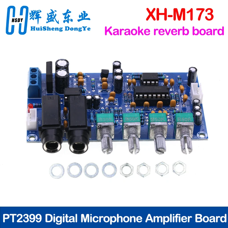 XH-M173 Moving-coil Microphone Amplifier Board Karaoke Reverb Microphone Module Dual Power AC 12V PT2399