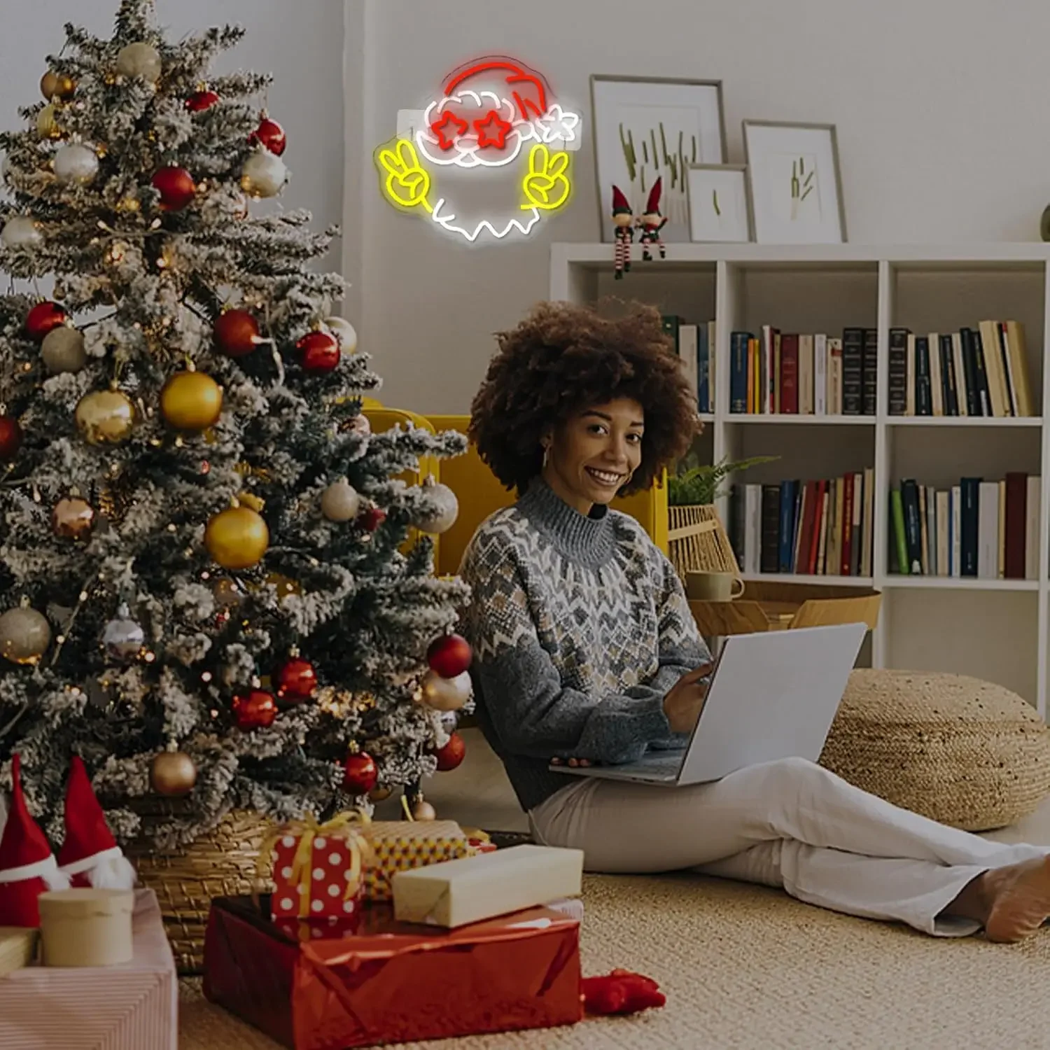 عيد الميلاد سانتا كلوز النيون LED ضوء النيون تسجيل جدار الفن الديكور ل غرفة نوم بار حفلة هدية USB بالطاقة #5