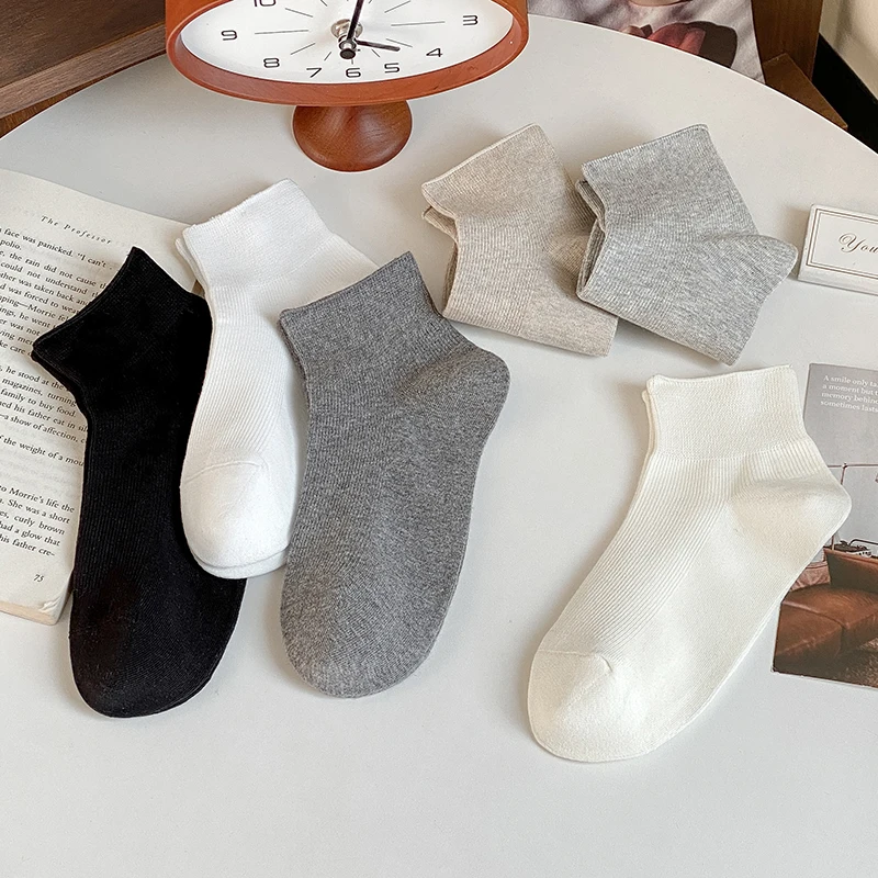 Socks For Women New Spring Summer Plain Casual Classic Socks Short Female Comfort Absorb Sweat Ankle Socks Simple Style