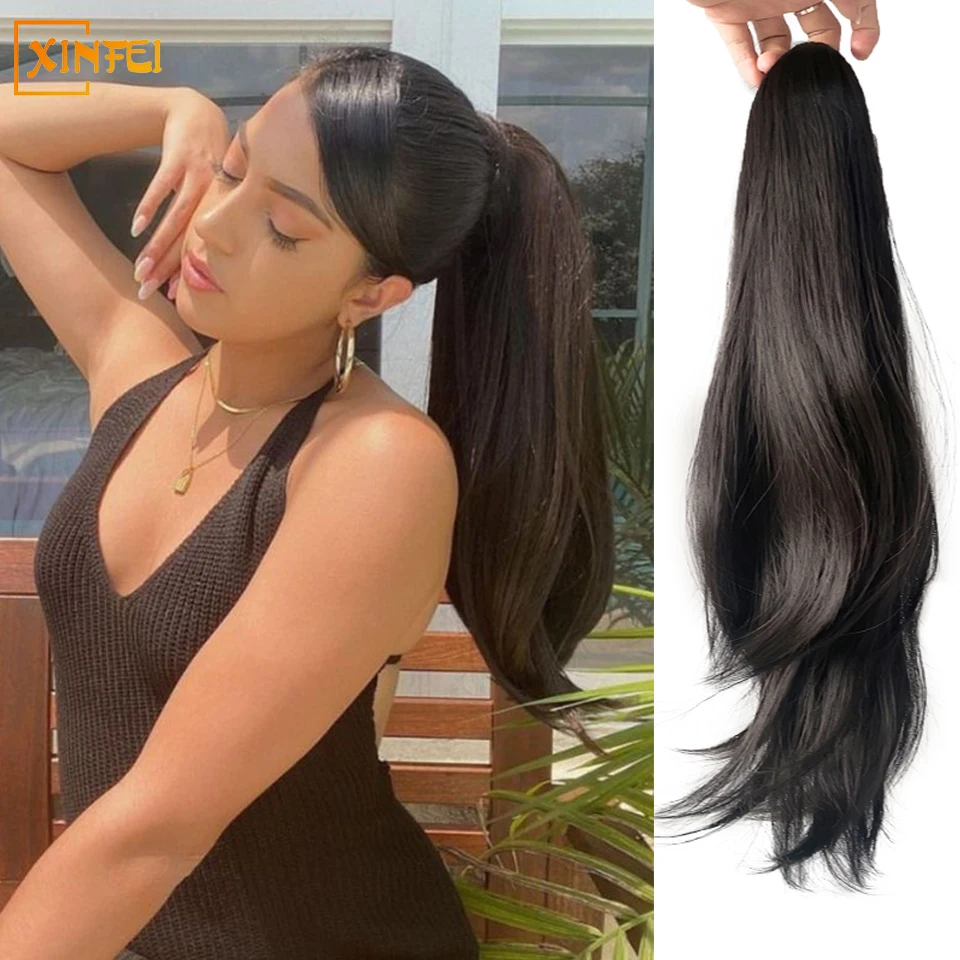 

24-inch Long Hair Synthetic Ponytail Wig Female Gripping Clip Type High Ponytail Fluffy Micro-curly Wig Braid