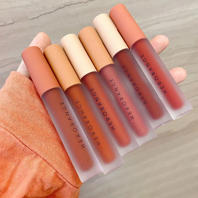 HERORANGE Velvet Matte Texture Lip Mud Lip Glaze Easy To Apply, Non-Smudging, Waterproof, Non-Sticky, Long-Lasting Non-Stick Cup