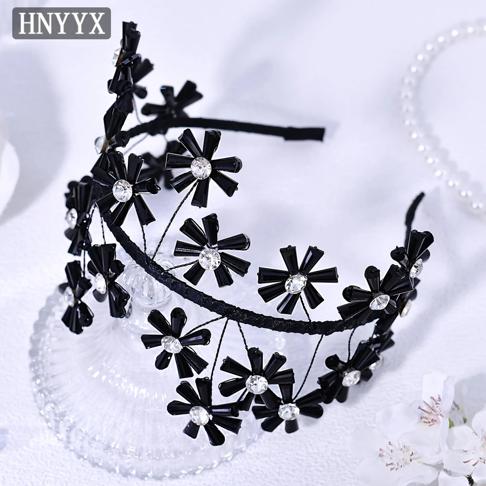 

HNYYX European Black Crystal Hair Accessories Vintage Crystal Headband Elegant Women Girls Headpieces Party Prom Hair Hoop A404
