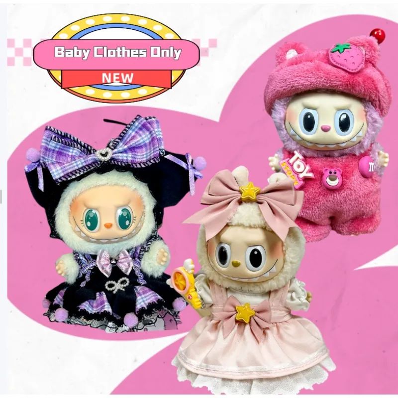 Mini Plush Doll Clothes Outfit Accessories for Kulomi Mario Labubu V1 V2 Idol Dolls Bees Dinosaur Macaron Rabbit Clothing Gift