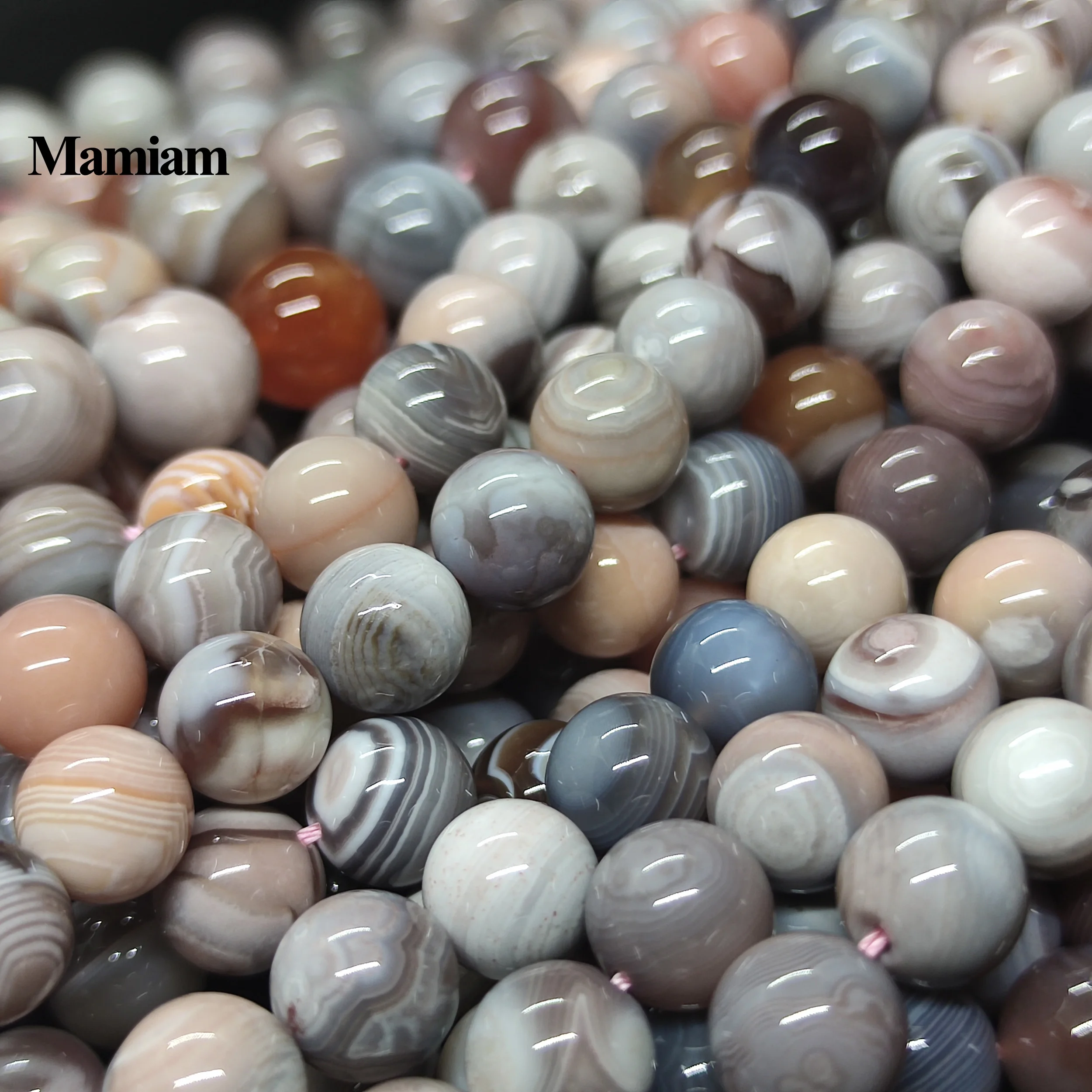 Mamiam Natural Rare Botswana Agate Beads 10mm Round Loose Stone Bracelet Necklace Diy Jewelry Making  Gemstone Gift Design