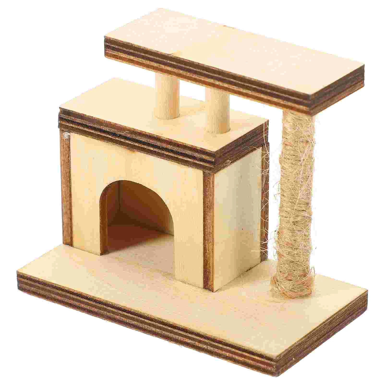 

1:12 Dollhouse Mini Furniture Miniature Scene Model Simple Blank Cat Climbing Frame (633001-1) Wooden Tree Adornment Towers