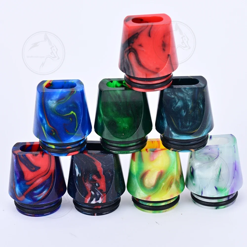 8pcs wolfcoolvape Drip Tips 810 drip tip vape mouthpiece random color resin material tips for Vapes Tanks rda rta rda