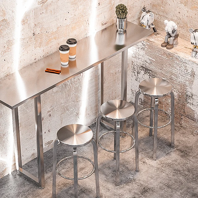 

# Современные кухонные стулья и барные столы из нержавеющей стали, мебель для ресторанов, отелей и кафе