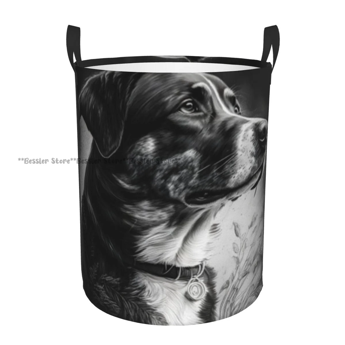 Foldable Laundry Basket for Dirty Clothes Portrait Of Breed Dog Storage Hamper Kids and Baby Home Organizer