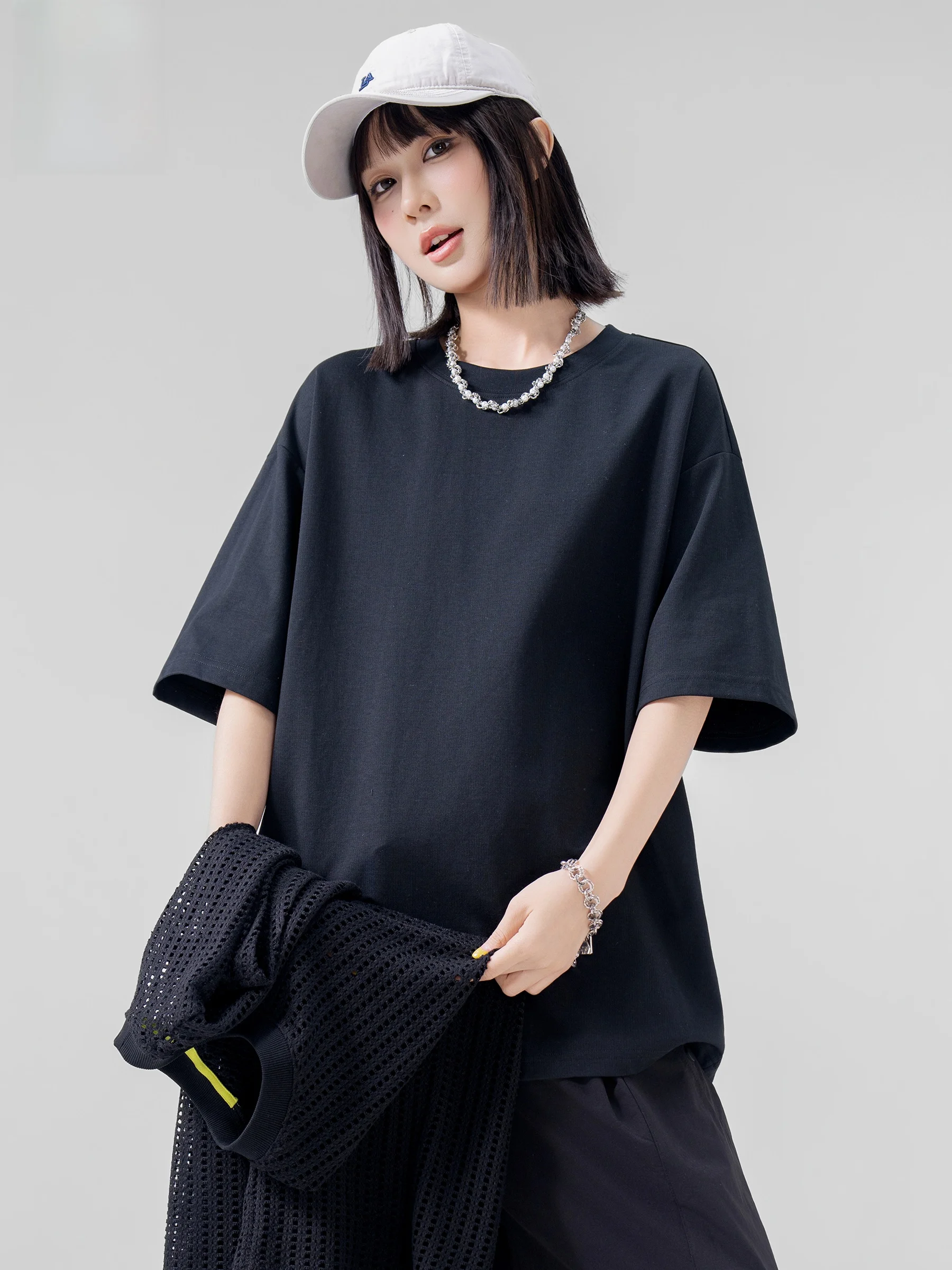 AOGZ Original Hollow out Short Sleeve T-Shirt Unisex Summer Quick Dry Fake Two-Piece Design Removable Cotton Casual Top