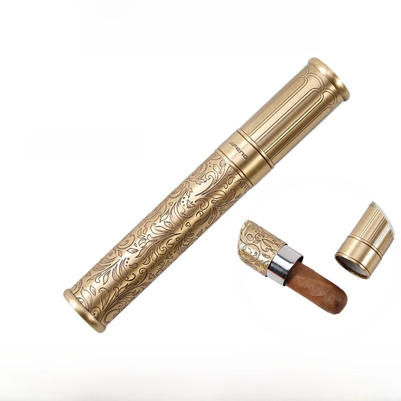 

Portable Cigar Tube Moisture Box Single Pack Stainless Steel Pure Copper Large Diameter Durable Smoking Kit Gift Box