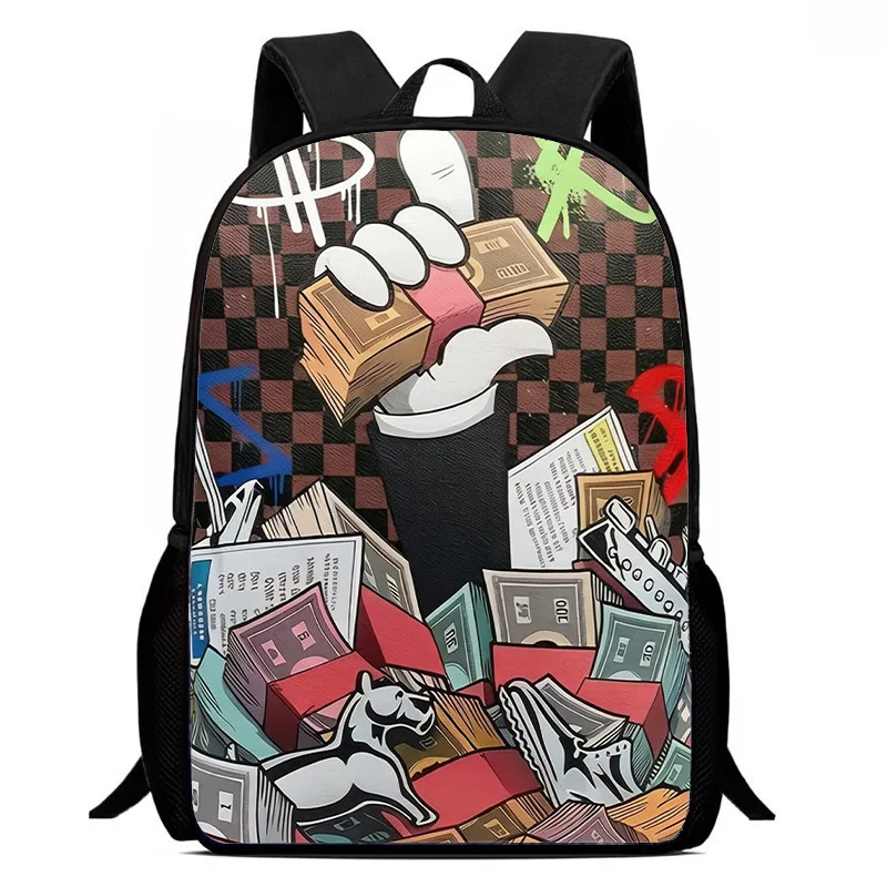 Fashion Men's and Women's PU Graffiti Large Capacity Backpack Student Backpack Travel Bag Mochila Mochilas De Hombre School Bag