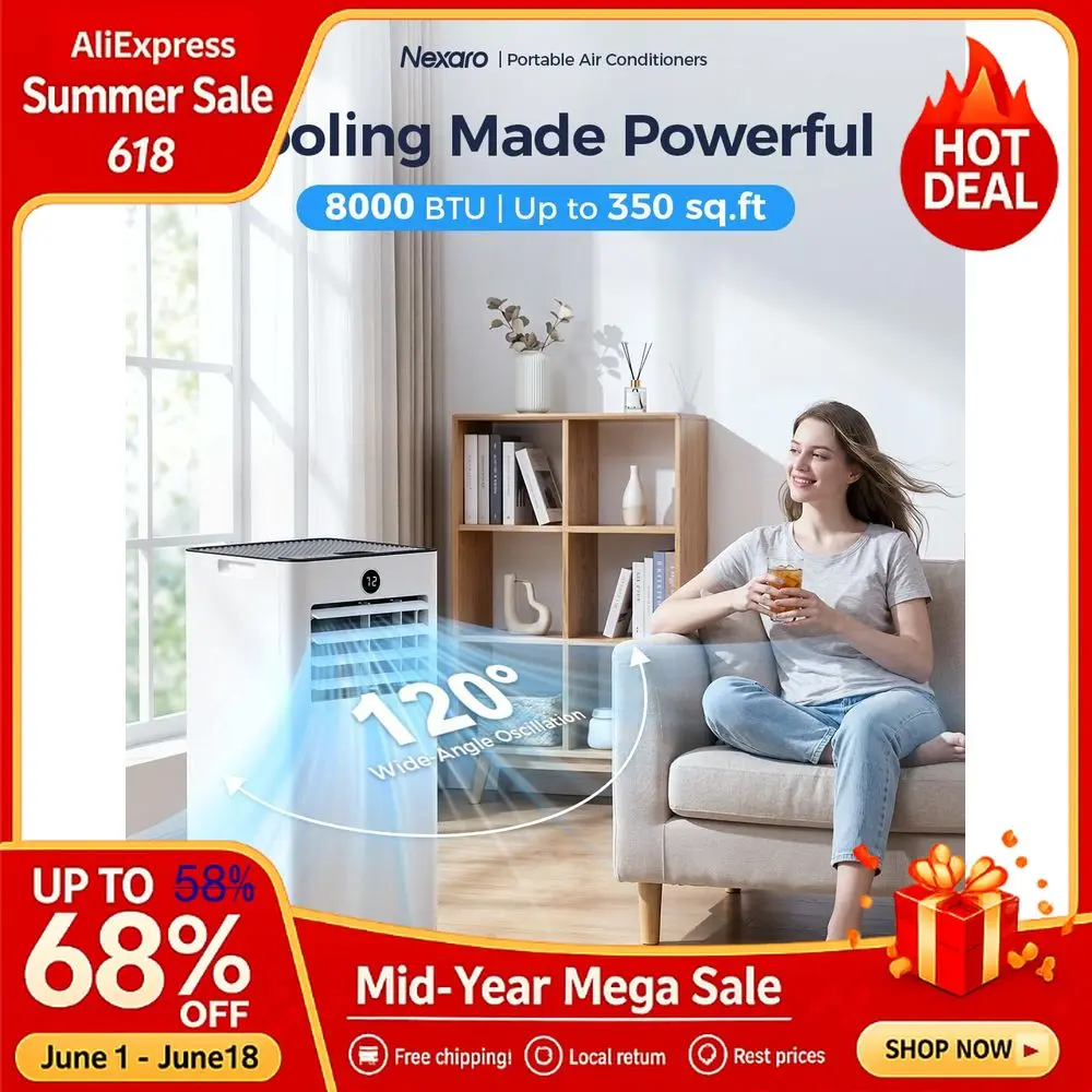 Small Portable Air Conditioner, Compact Portable AC Unit for Room up to 350 Sq.Ft, 4in1 Air Conditioner Portable with Fan