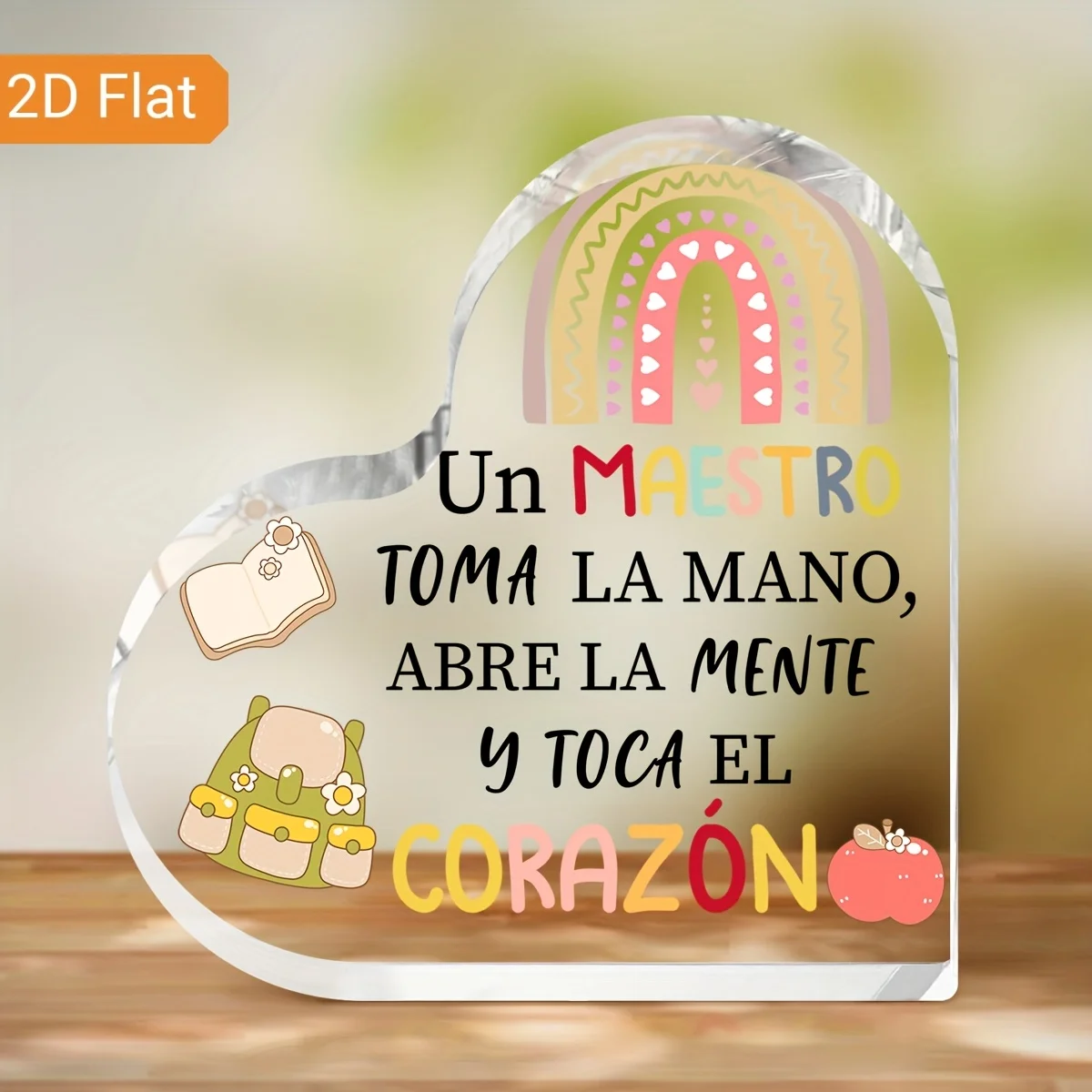 Cute Book Backpack Apple Heart‑Shaped Acrylic Ornament, End‑of‑Term Sentimental Thank‑You Present for Educator