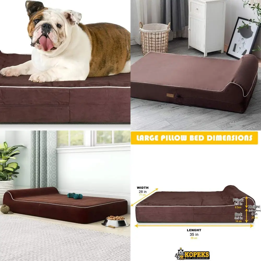 

Ортопедическая кровать для собак из пены с эффектом памяти для больших пород: толщина 5,5, подушка, моющийся чехол, противоскользящий, водонепроницаемый вкладыш