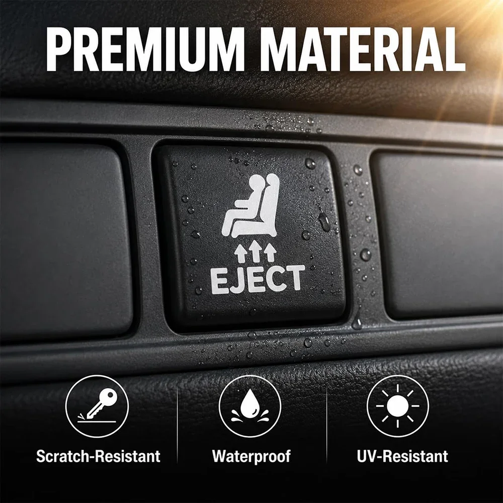 Eject Button Sticker Car 1Pc Funny PVC Vinyl Decal Empty Switch Panel Cover Self Adhesive Auto Interior Decoration Car Exterior