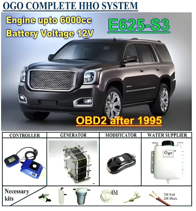 OGO Complete HHO system E625-S3 intelligent PWM controller CE&FCC dynamic EFIE chip upto 6000CC