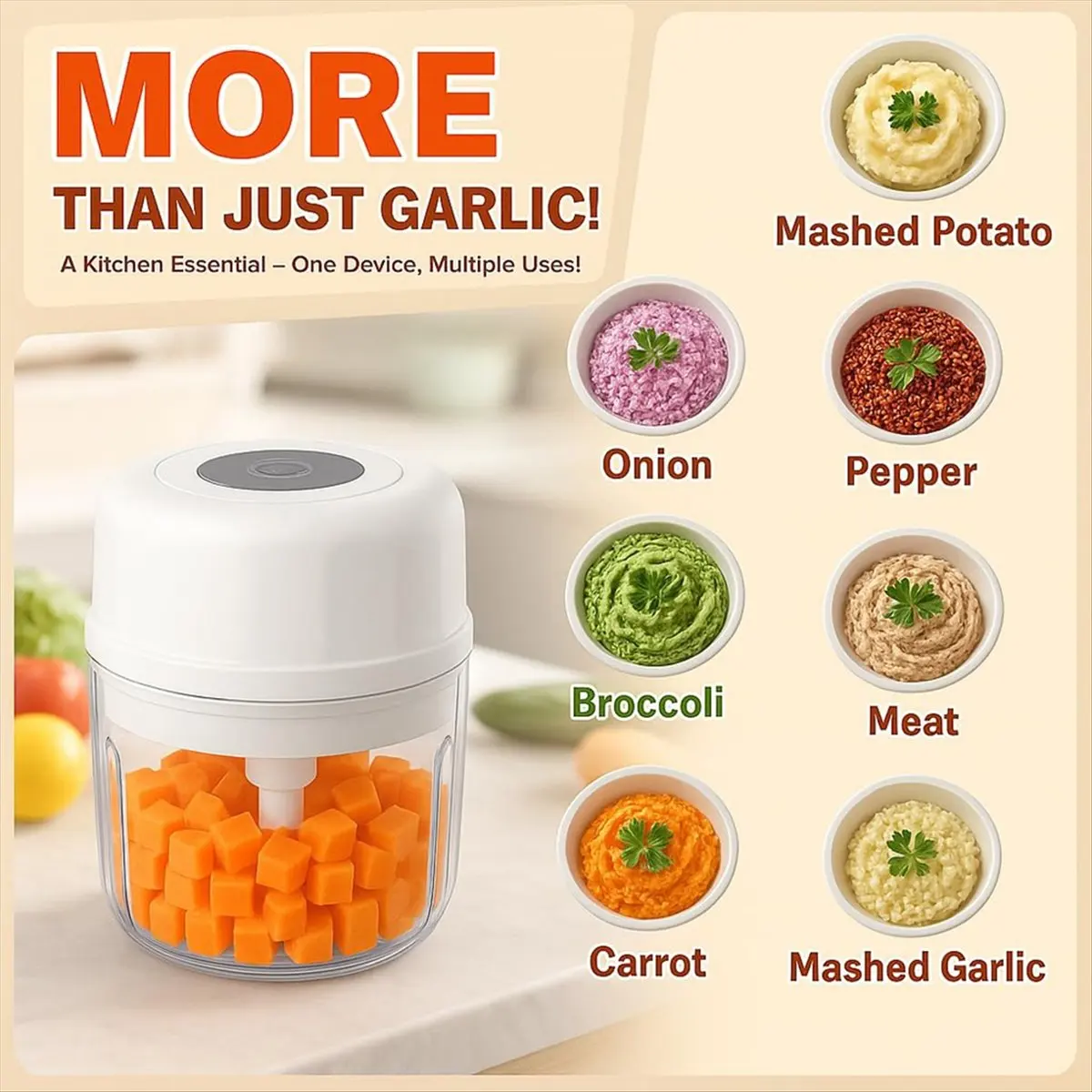 618 Mega Sale Electric Mini Garlic Chopper,Portable Food Processor,Vegetable Chopper Onion Mincer,Meat Grinder with USB Charging
