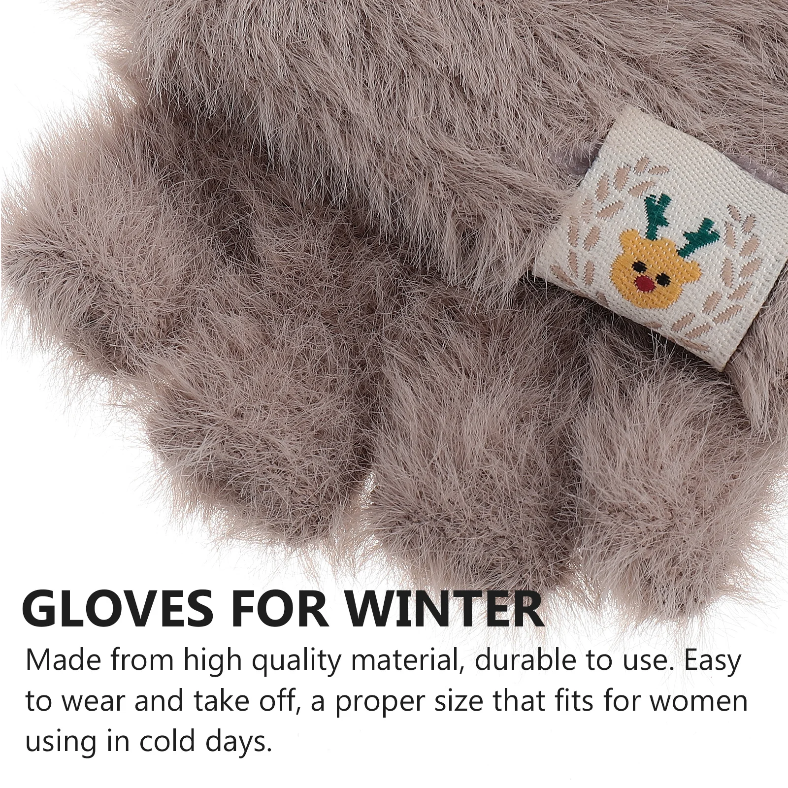 

1Pair Fleece Lined Antler Design Gloves for Fashionable Half Finger Warm Mitten for Winter Festival Outdoor Use Christmas