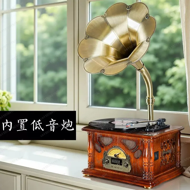 Mini Vintage Jinmo S5 Phonograph Bluetooth Record Player with Wooden Retro Style