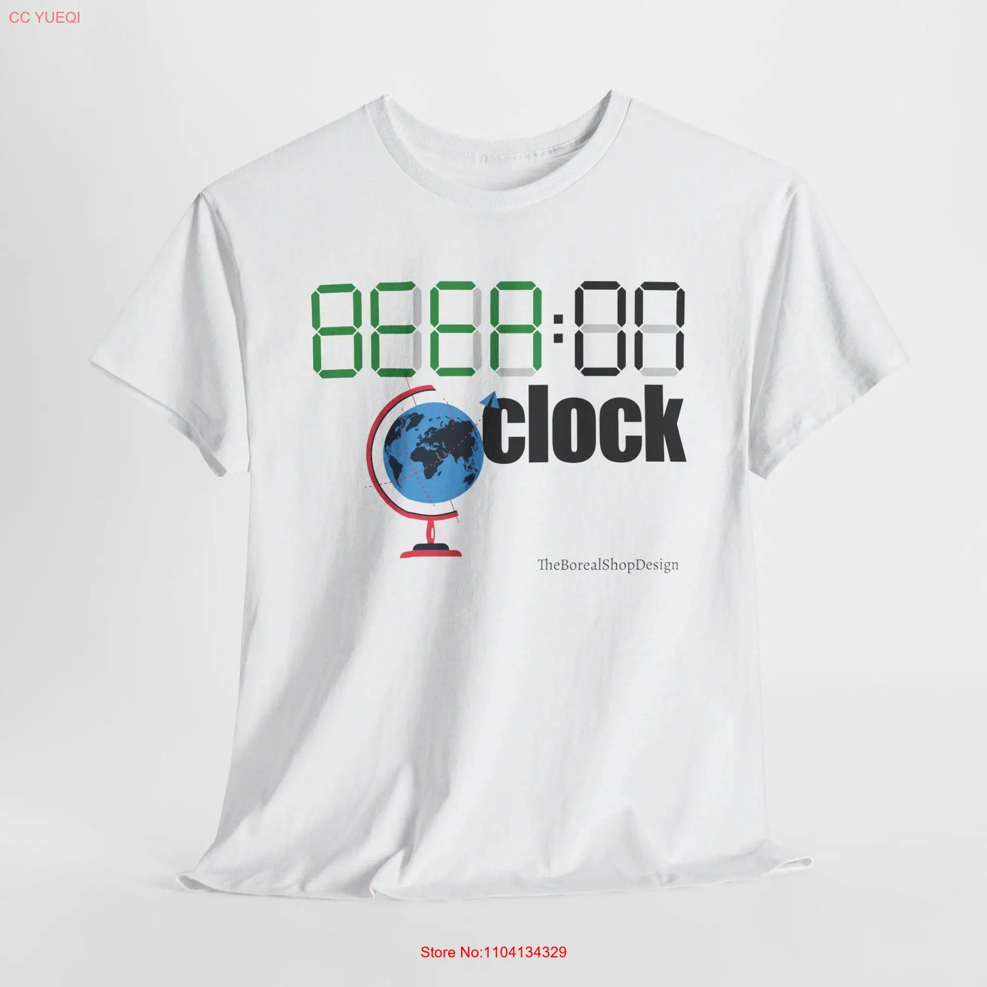 Beer On Clock Print Heavy Cotton T Shirt long or short sleeves